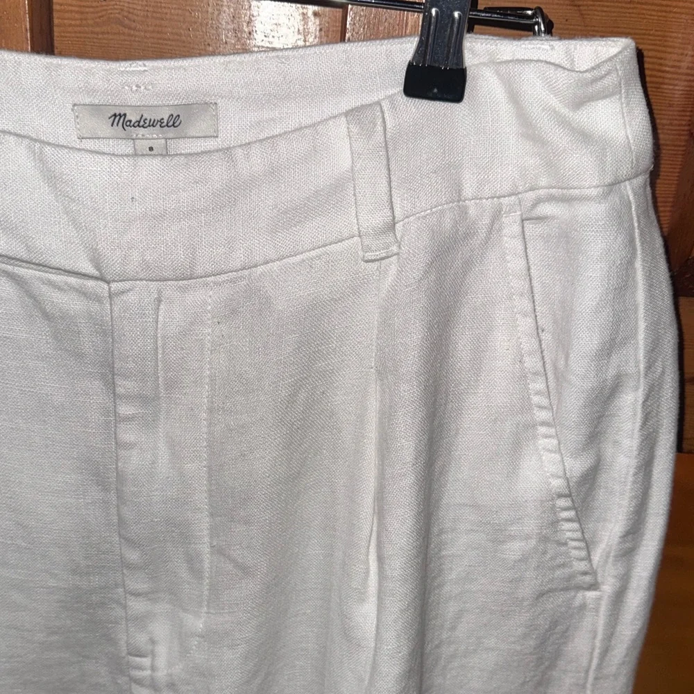 Madewell size 8 NWT NEW White Wide-Leg Linen Pants - Picture 11 of 12